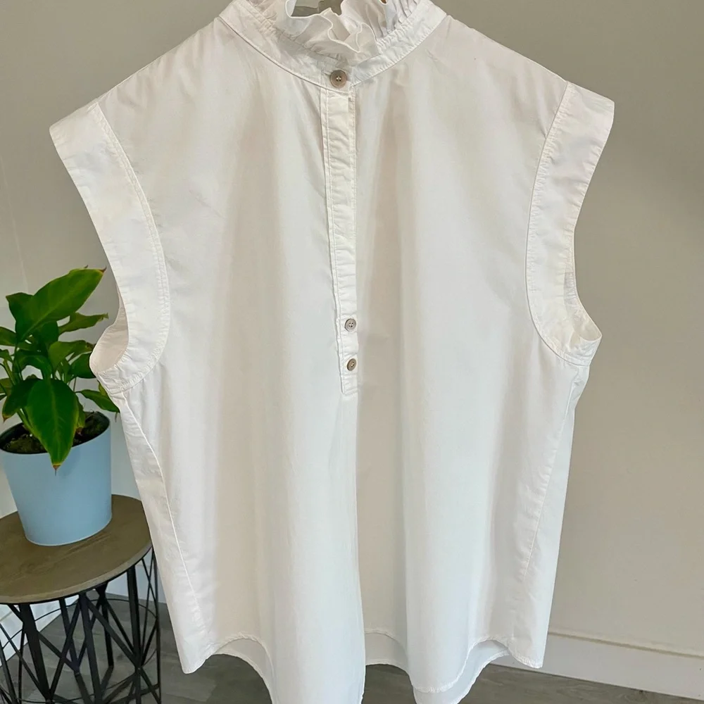 Forte Forte White Ruffle Neck Sleeveless Blouse - Picture 5 of 13